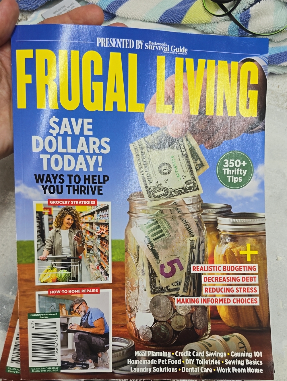3 FRUGAL LIVING Magazine - Save Dollars Today - Blue & Yellow Cover